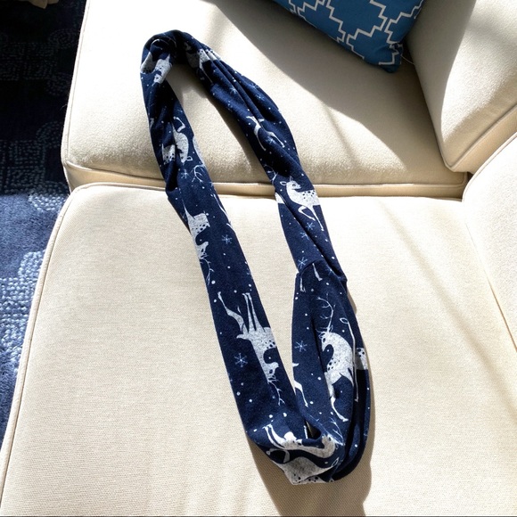 π KALEIDOSCOPE NAVY WHITE REINDEER 2-PIECE PAJAMA SCARF SET! - Picture 11 of 13